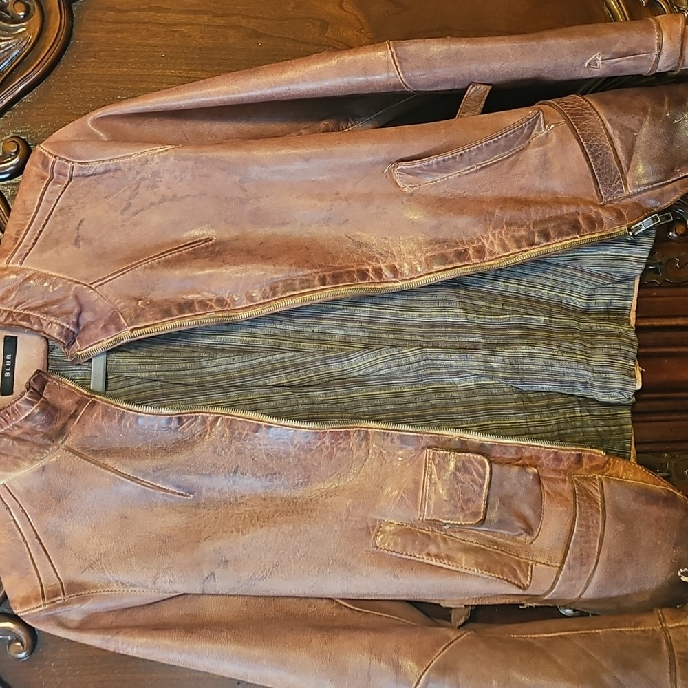 Blur Italy Distressed Leather Jacket 42 Or Small